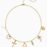 Mother of Pearl Clover Gold Charm Necklace