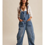 Western Wide Leg Denim Overalls