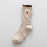 Brown Bear Embroidery Sock