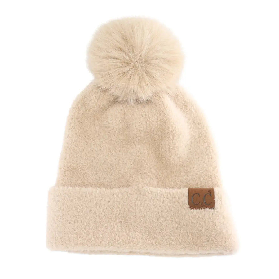 CC Plush Chenille Pom Beanie