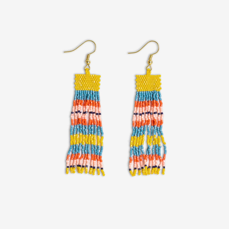 Billie Mixed Horizontal Stripes Beaded Fringe Earrings