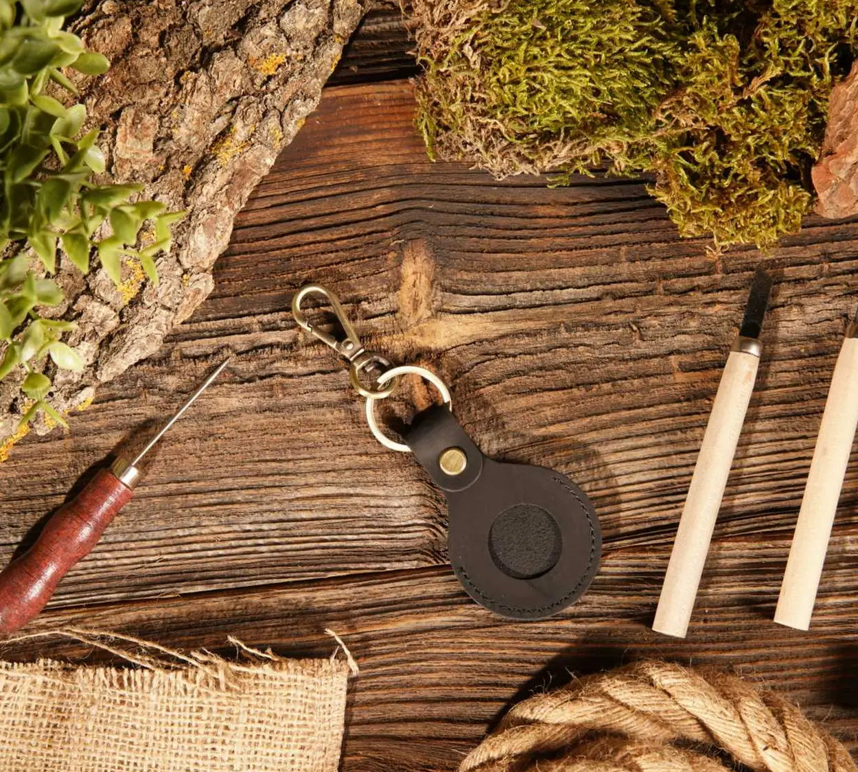 Leather Airtag Keychain