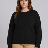 Plus Round Neck Button Down Cardigan