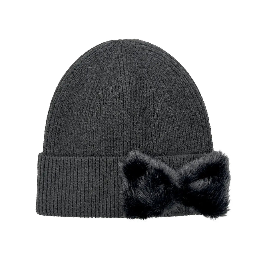 CC Faux Fur Ribbon Beanie