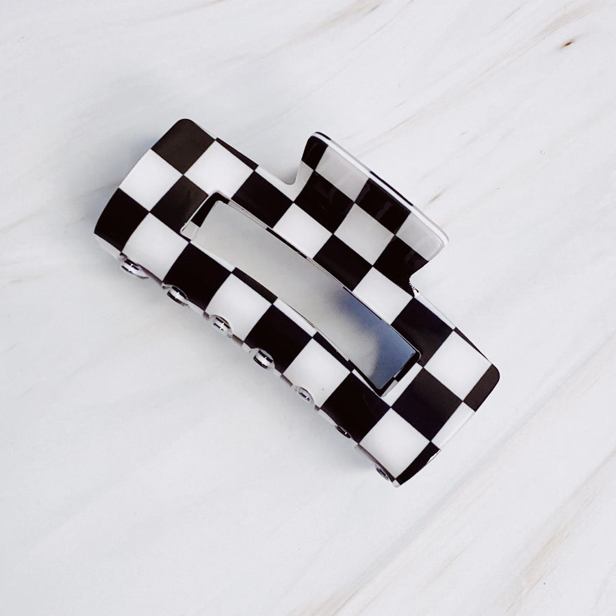 Checkered Hair Claw Clip