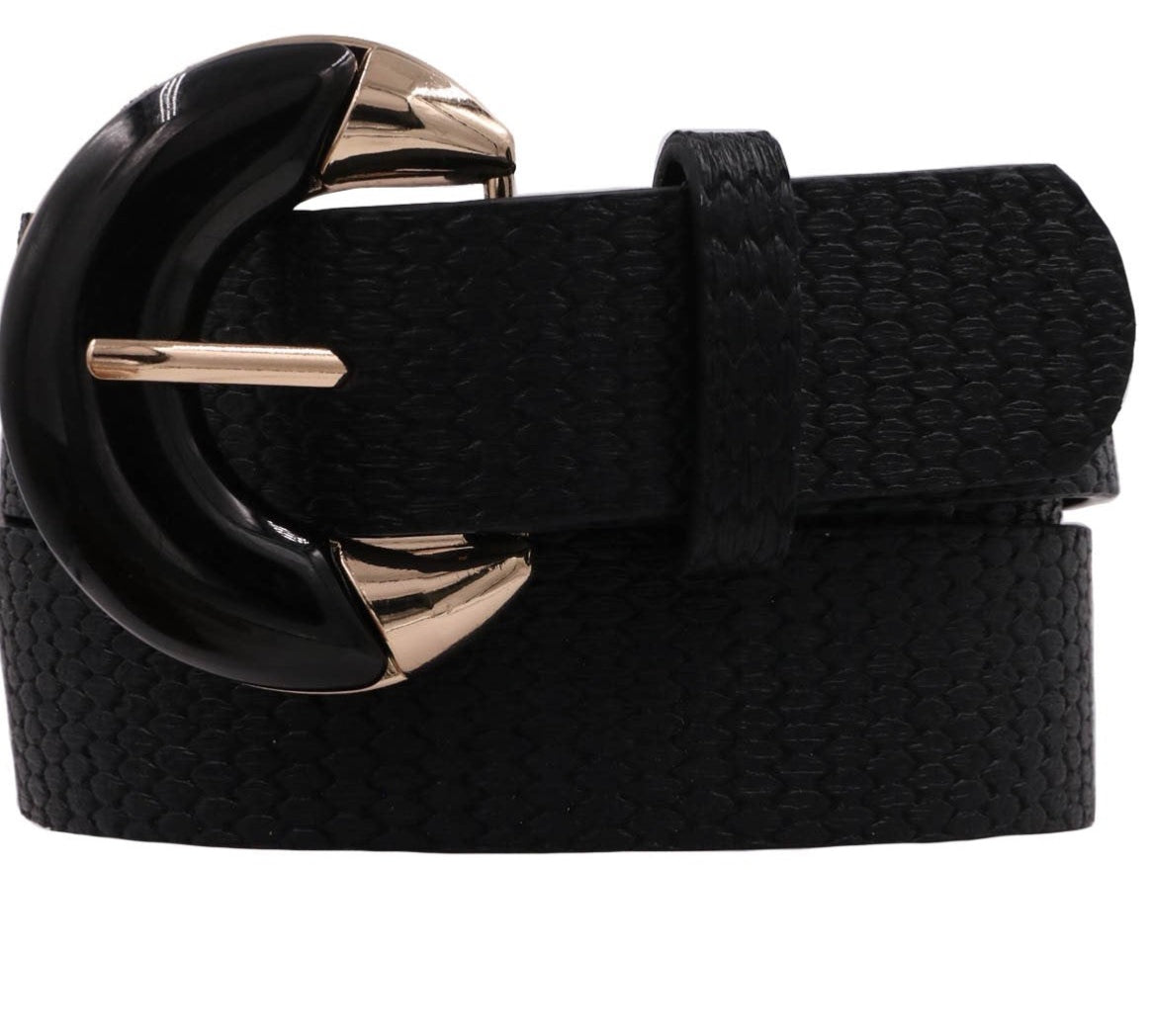 Crescent Buckle Basket Weave Belt