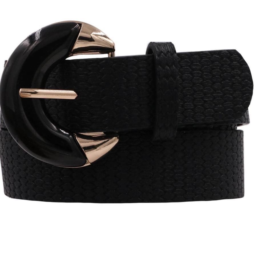 Crescent Buckle Basket Weave Belt