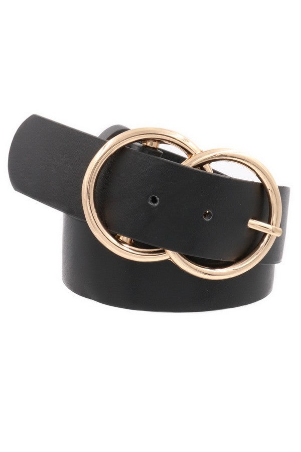 Plus Faux Leather Double Buckle Belt