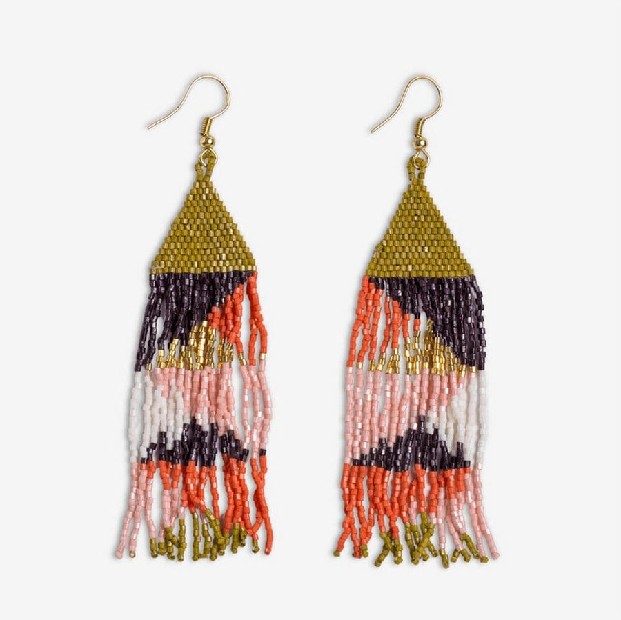 Brittany Mixed Triangles Beaded Fringe Earrings