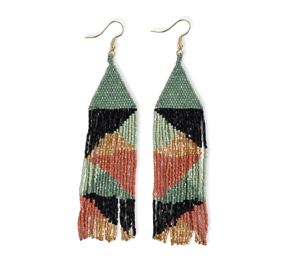 Brittany Mixed Triangles Beaded Fringe Earrings