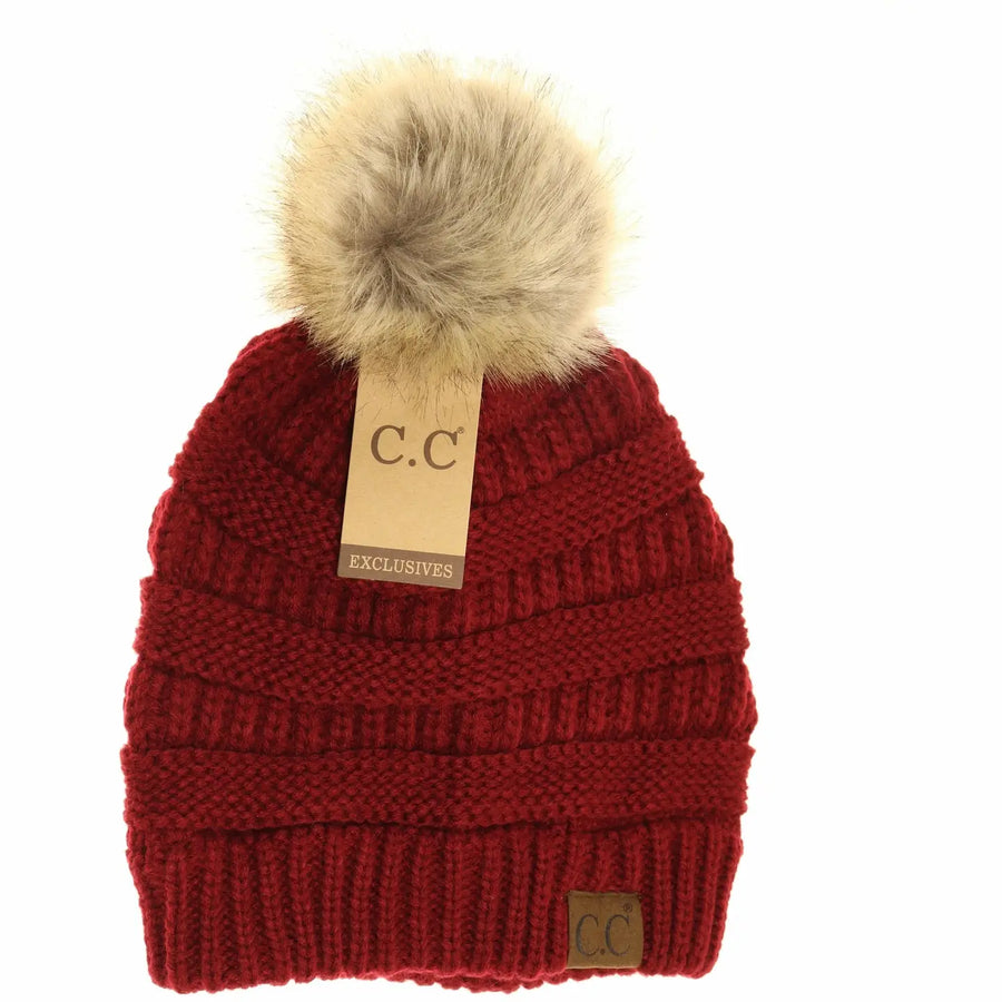 CC Fur Pom Beanie