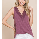Plus Lace Neckline Tank Top