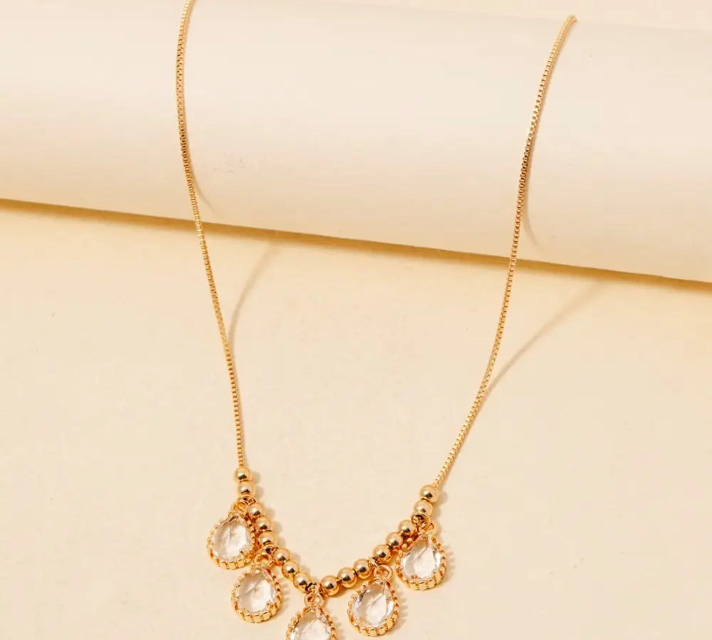 Glass Tear Charm Chain Necklace