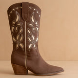 Zinnia Cocoa Laser Cut Western Boot