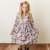 Girls Rust Floral Print Dress