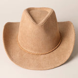 Western Corduroy Braided Band Panama Hat