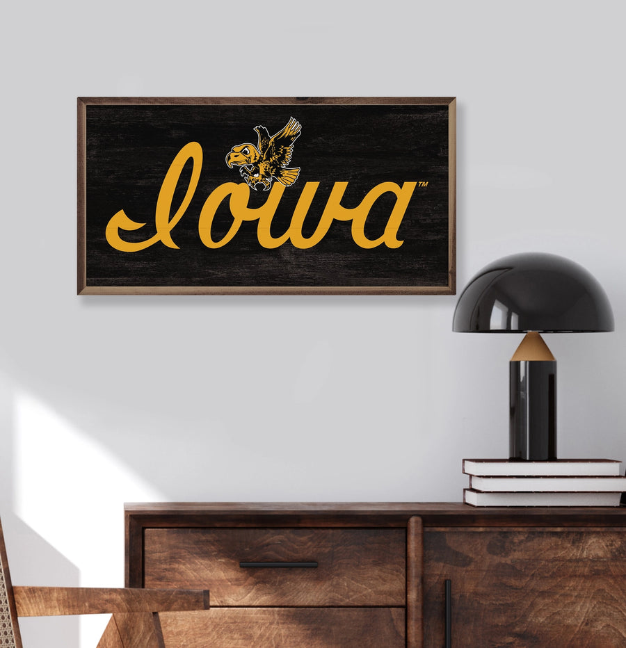 Black Retro Herky Iowa Sign