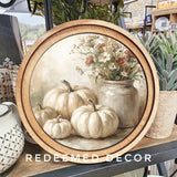 Round Cream Pumpkin Sign 8"