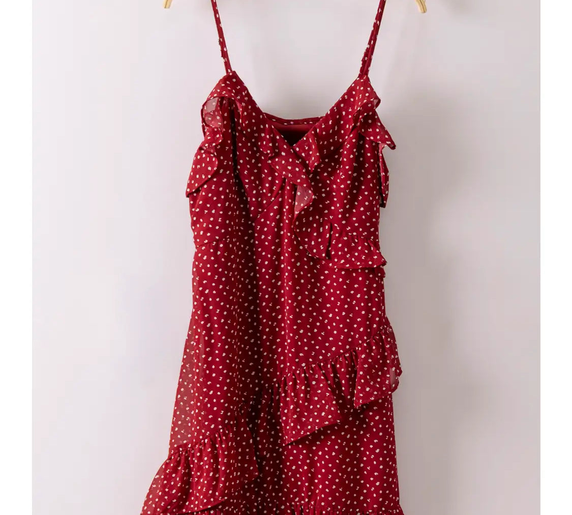 Ruffled Dotted Mini Dress