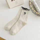 Ruffled Bow Embroidered Socks