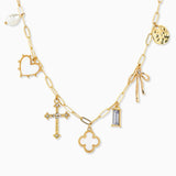 Mother of Pearl Clover Gold Charm Necklace