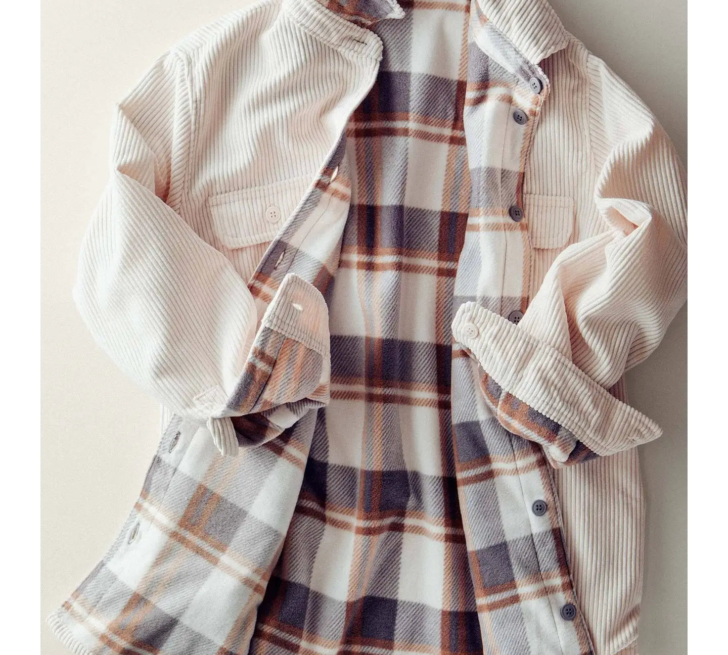 Reversible Plaid Corduroy Shacket