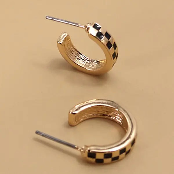 Mini Checker Hoop Earring