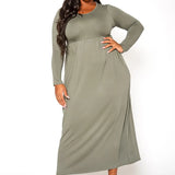 Plus Basic Long Sleeve Maxi Dress