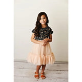 Girls Black/Peach Floral Dress
