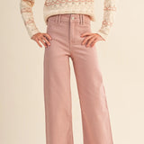 Girls Wide Leg Pink Denim Pants