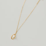 Waterproof Drop Pearl Open Circle Pendant Necklace
