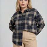 Plus Plaid Boxy Button Down Shirt