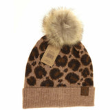 CC Leopard Faux Fur Pom Beanie