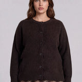 Plus Round Neck Button Down Cardigan