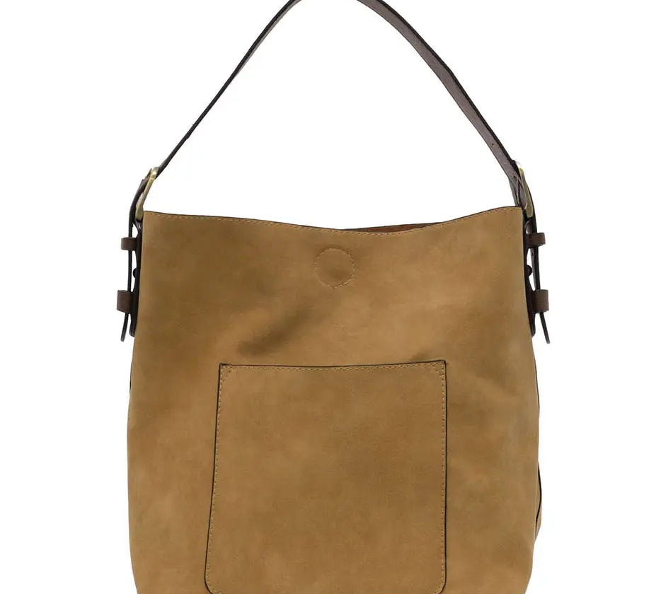 Hobo Handle Faux Suede Handbag