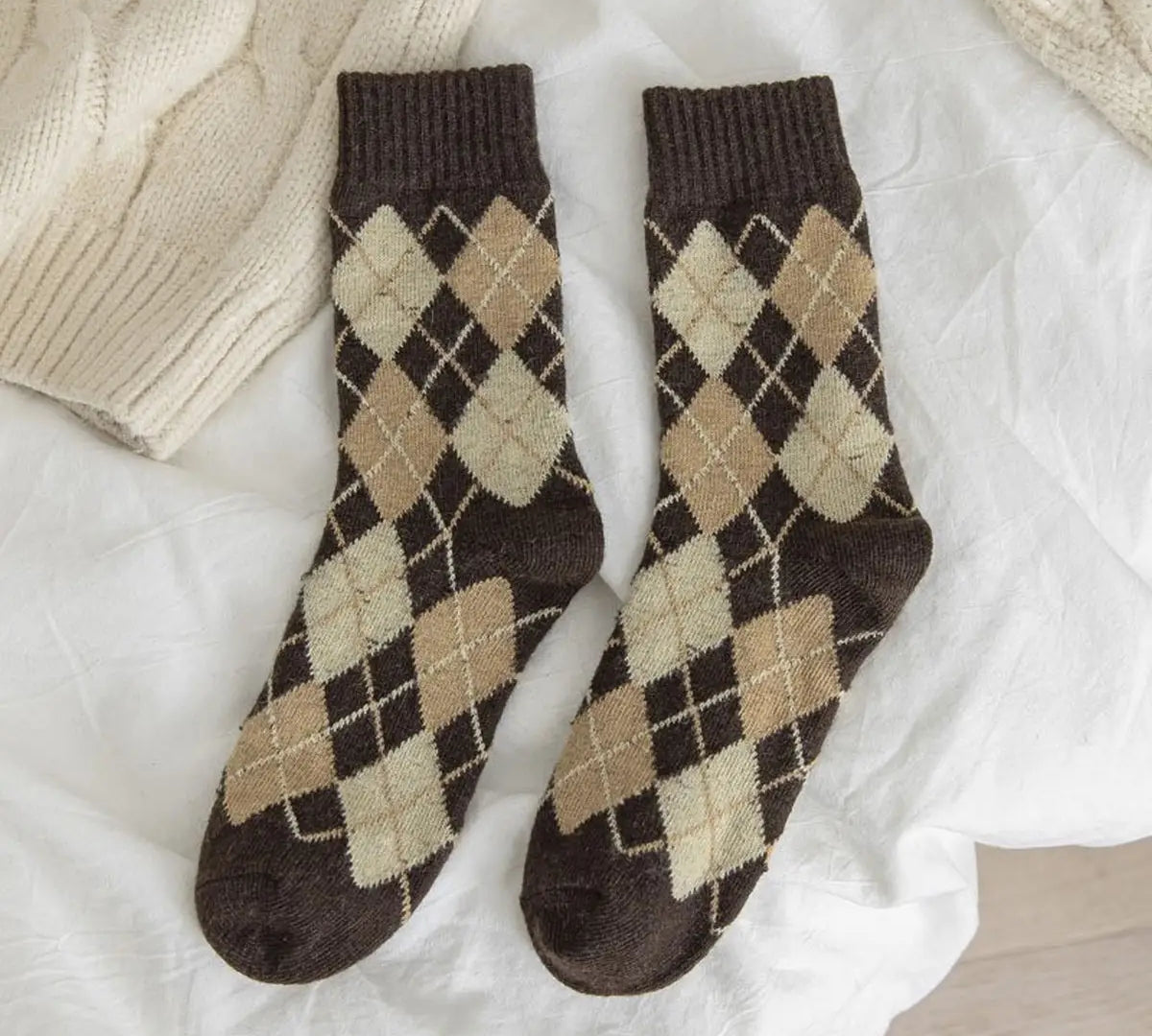 Diamond Check Retro Socks