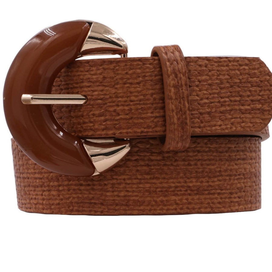 Crescent Buckle Basket Weave Belt