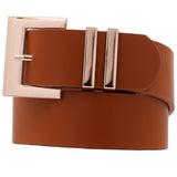 Metal Square Leather Buckle Belt