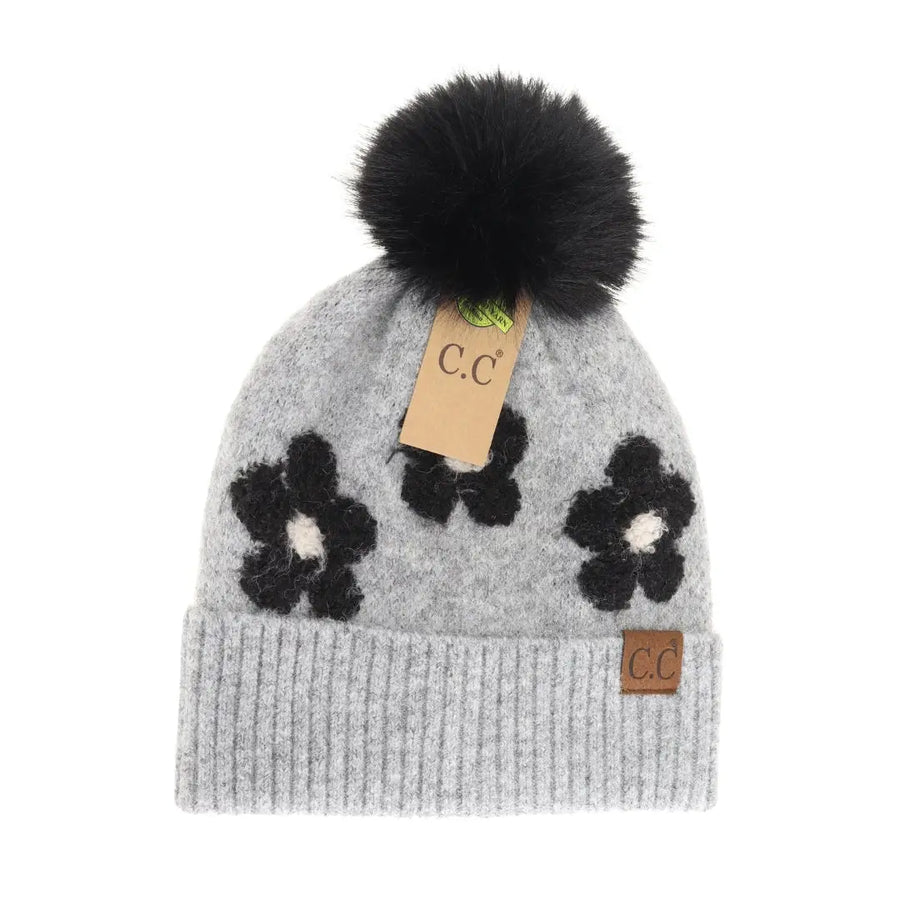 CC Contrast Daisy Pom Beanie