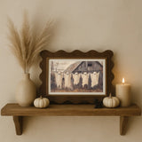Ghosts on the Line Scalloped Sign 5x7"