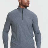 Mens Heather Navy Active Quarter Zip Shirt