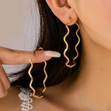 Oversized Gold Wavy Hoop Earrings