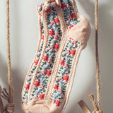 Vintage Floral Embroidered Socks