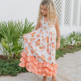 Girls Tiered Terra Cotta Dress