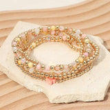 Cross Charm Beaded Stretch Layered Bracelet