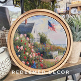 Round Patriotic Beach House Sign 8"
