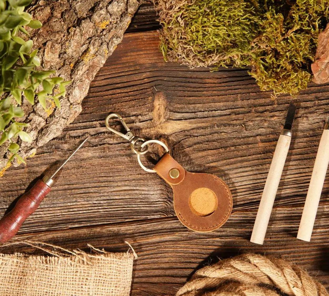 Leather Airtag Keychain