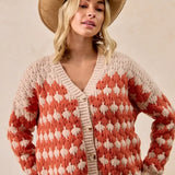 Plus Button Down Textured Sweater