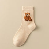 Simple Brown Bear Crew Socks