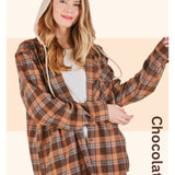 Plaid Detachable Hoodie Shacket